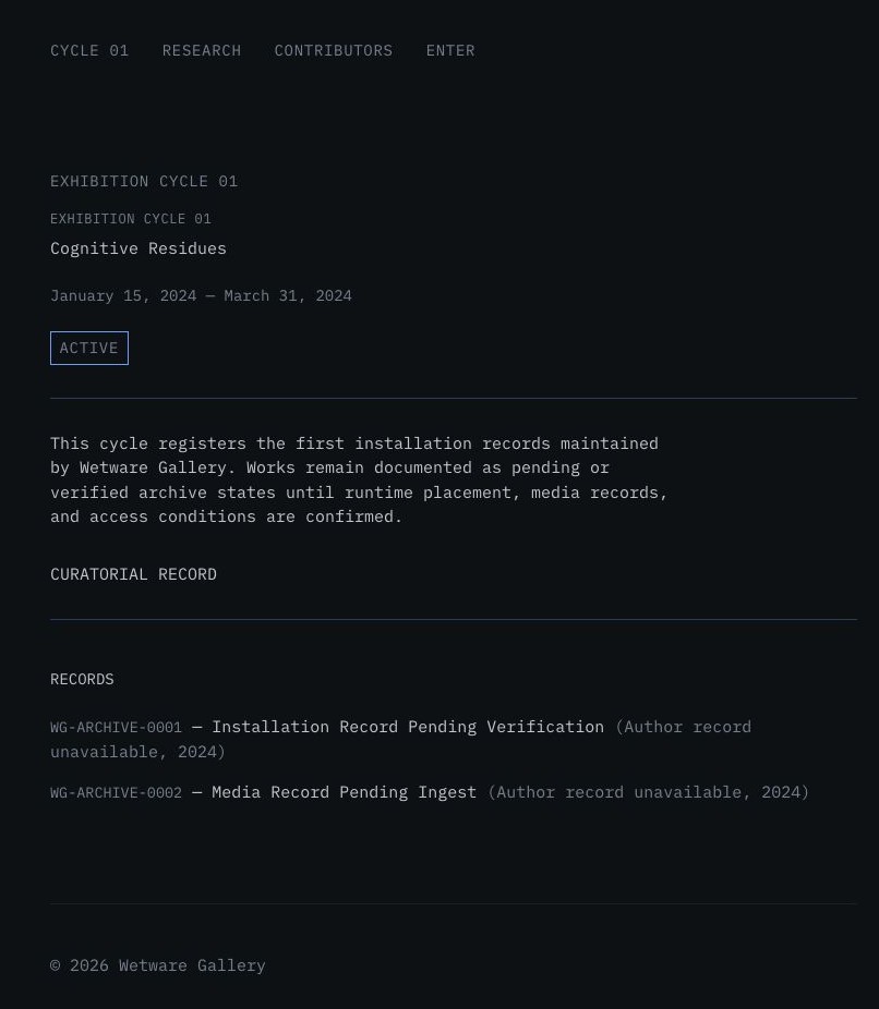 Wetware's archive cycle interface with pending work records.