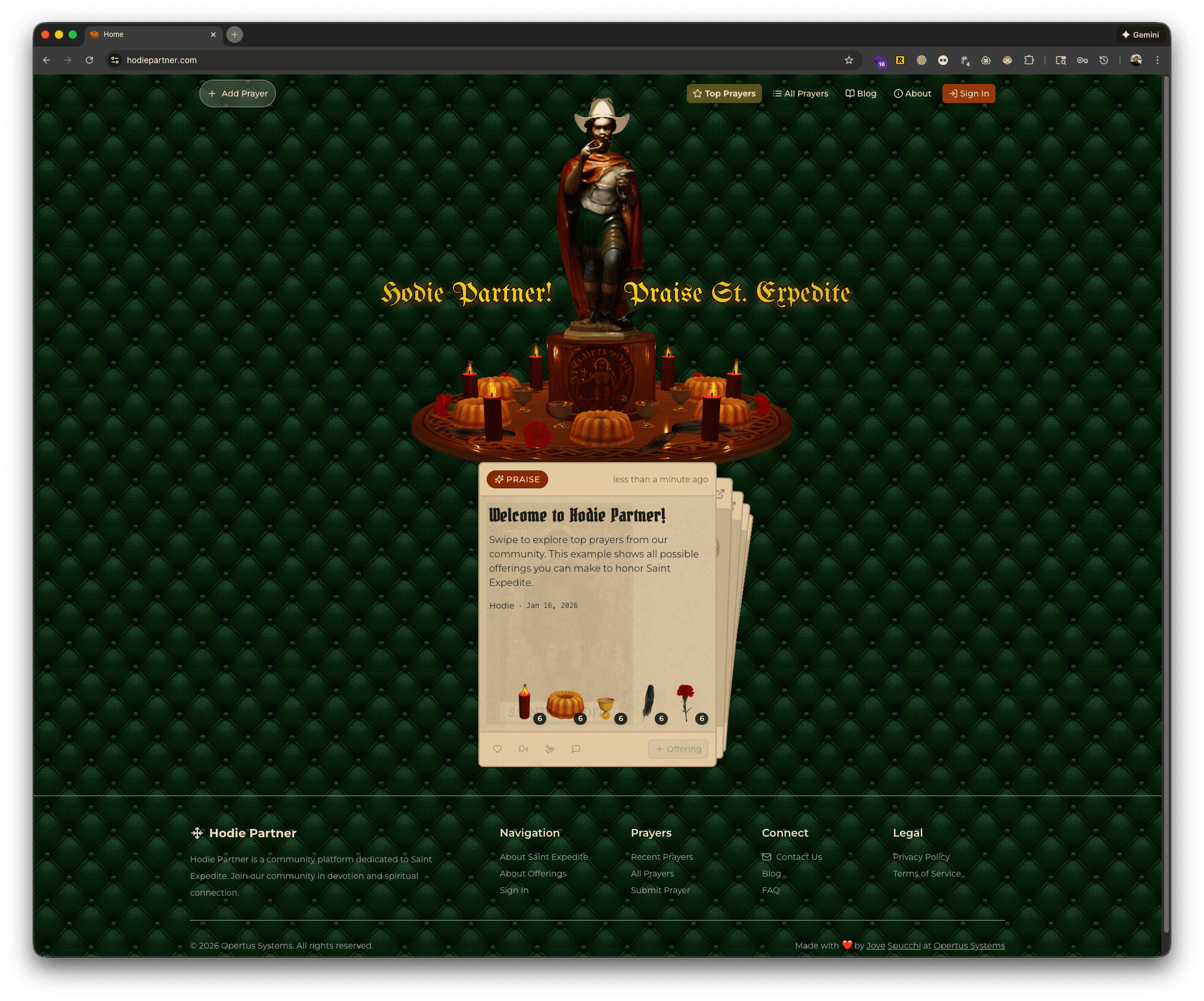 Hodie Partner — interface view