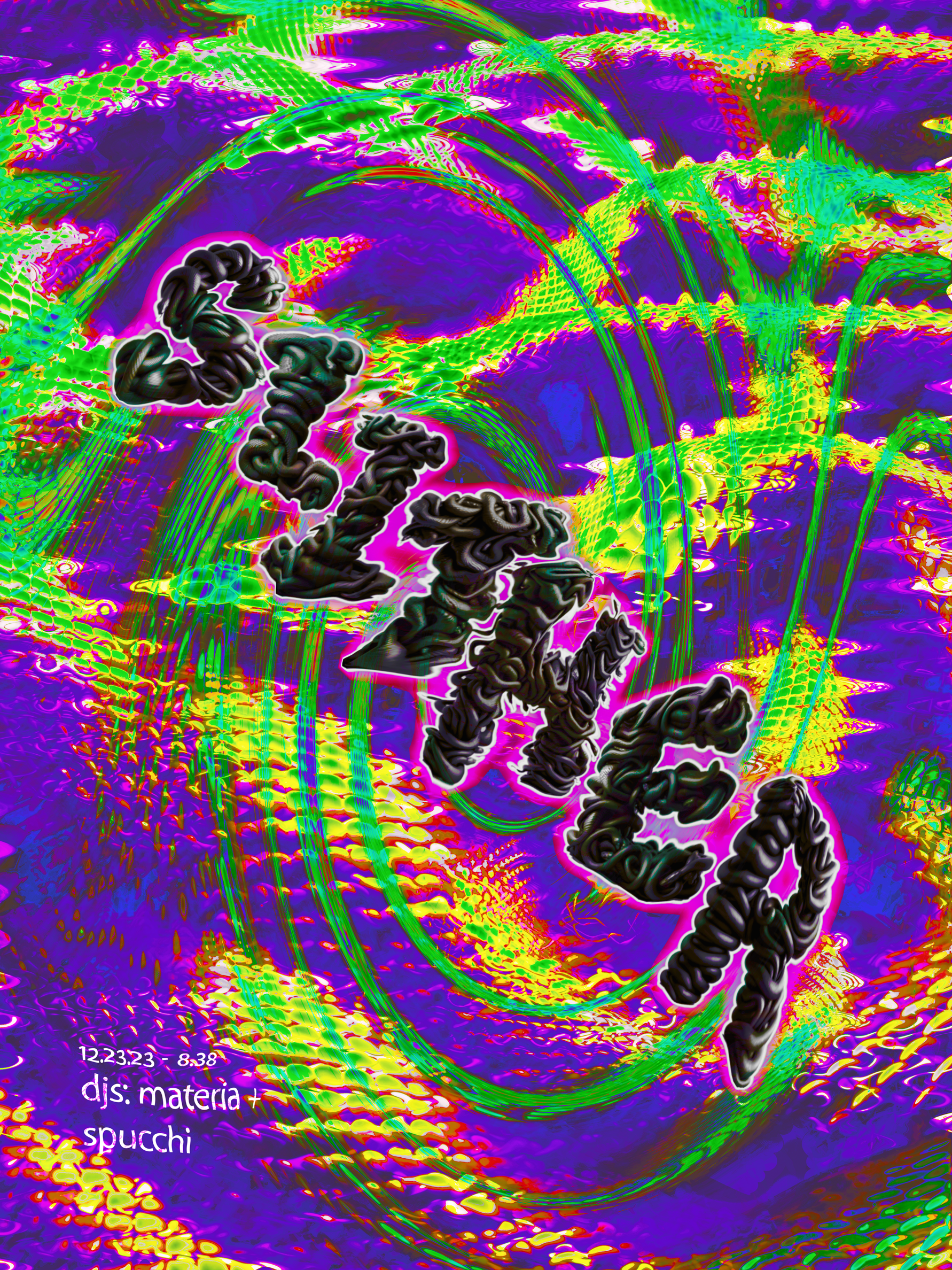 Slither event poster, December 23, 2023 — DJs Materia, Spucchi